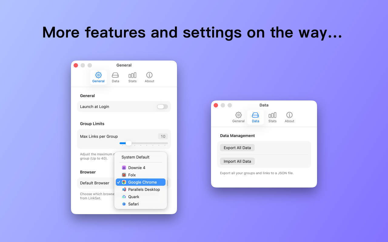 LinkSet for macOS - Screenshot 4 showing product features and functionality