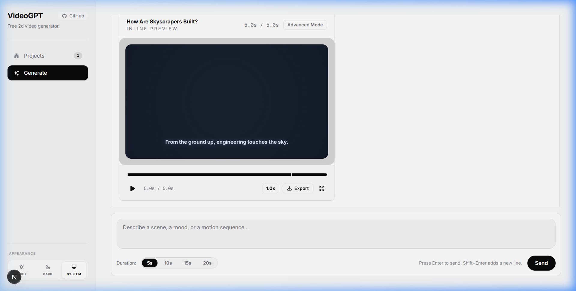 VideoGPT Free 2D Video Generator gallery image