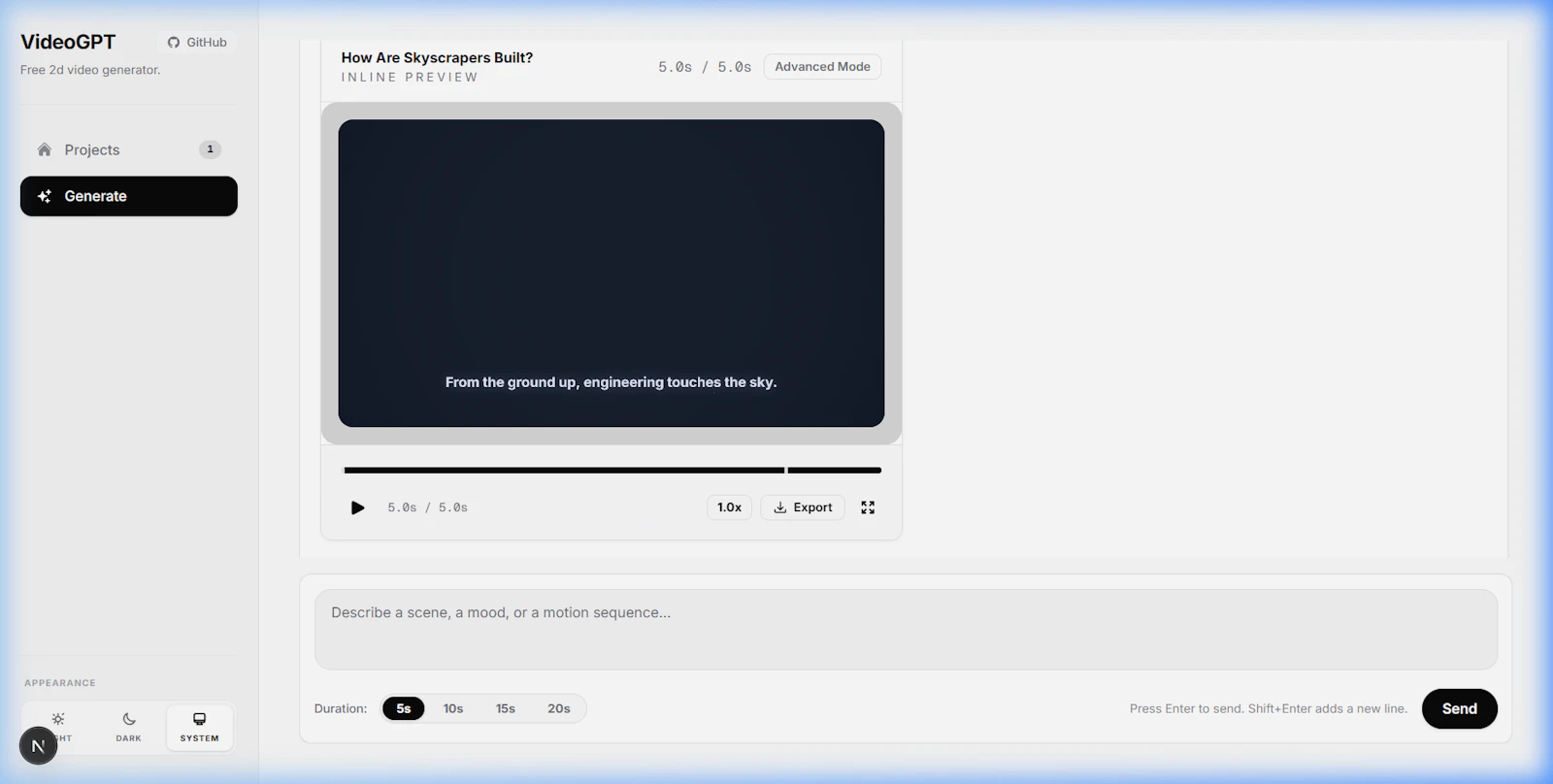 VideoGPT Free 2D Video Generator screenshot 3