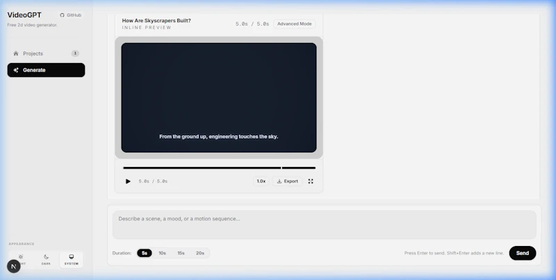 VideoGPT Free 2D Video Generator screenshot 3