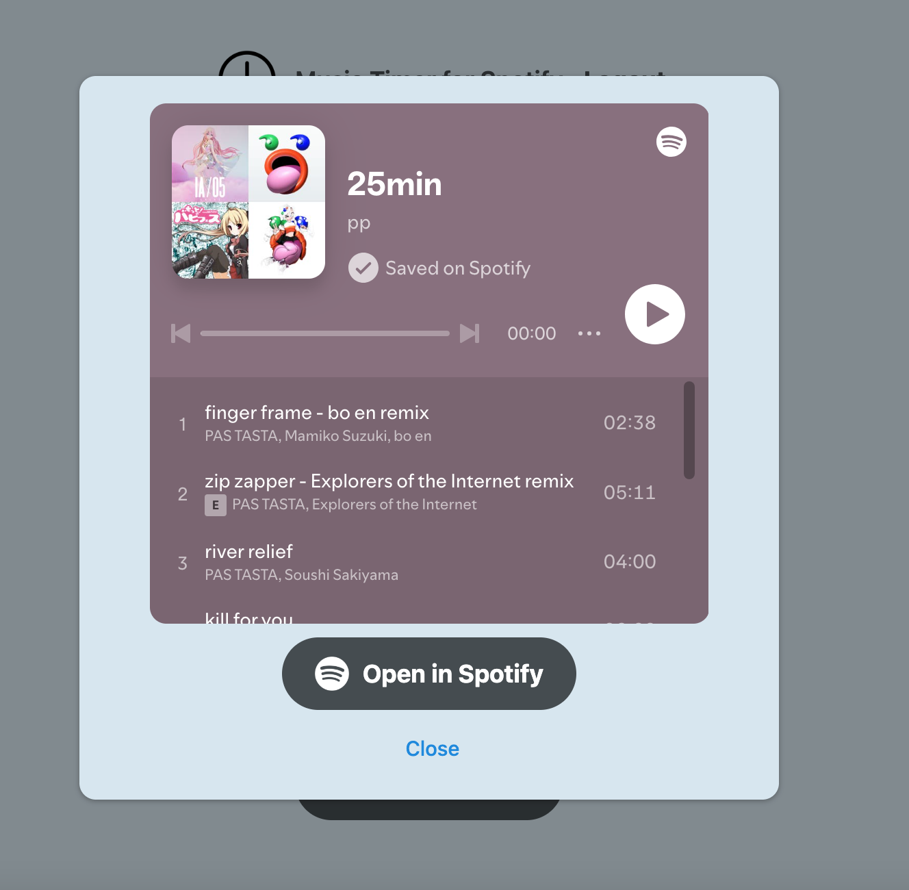 Musiktimer für Spotify Medien 2