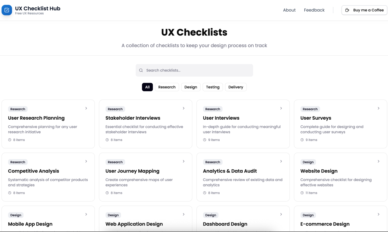 UX Checklist Hub