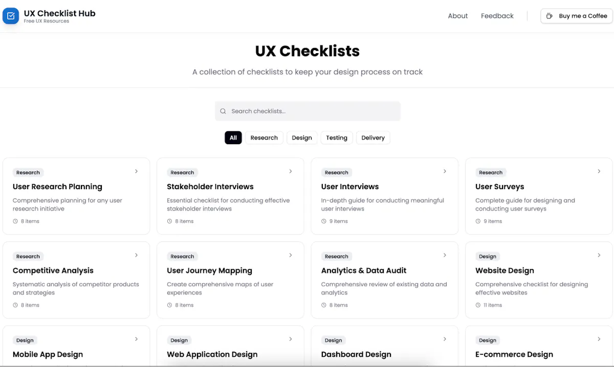 UX Checklist Hub