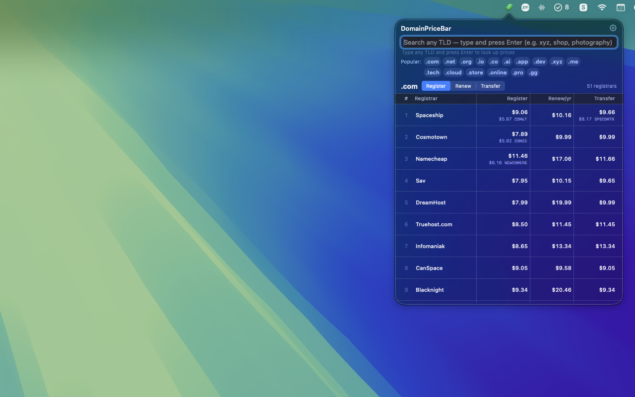 Domainbar gallery image