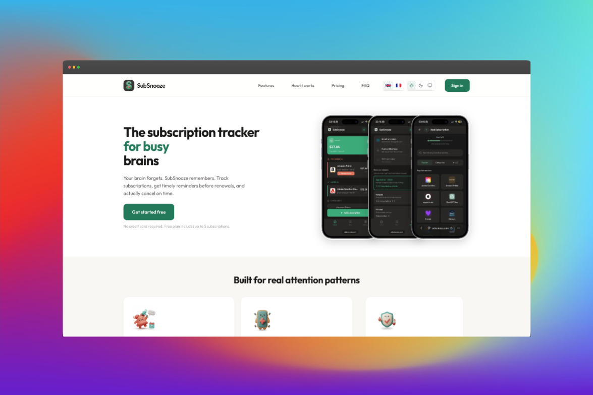 SubSnooze - Screenshot 5 showing product features and functionality