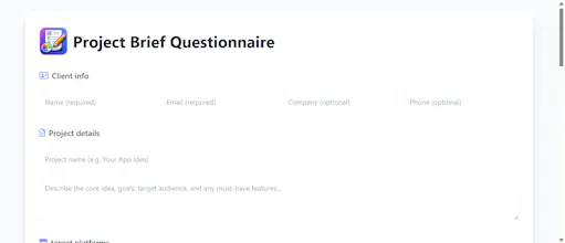 Project Brief Questionnaire gallery image