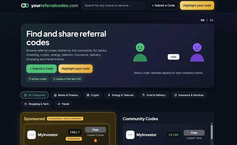 yourreferralcodes.com screenshot 1