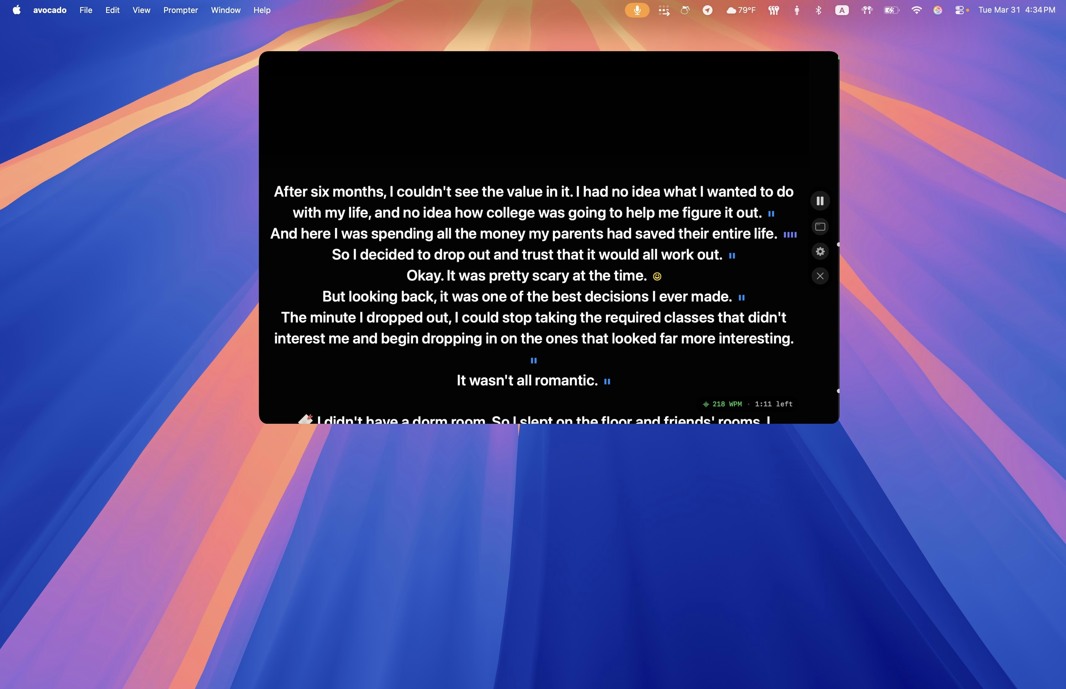 Avocado, invisible prompter for Mac gallery image