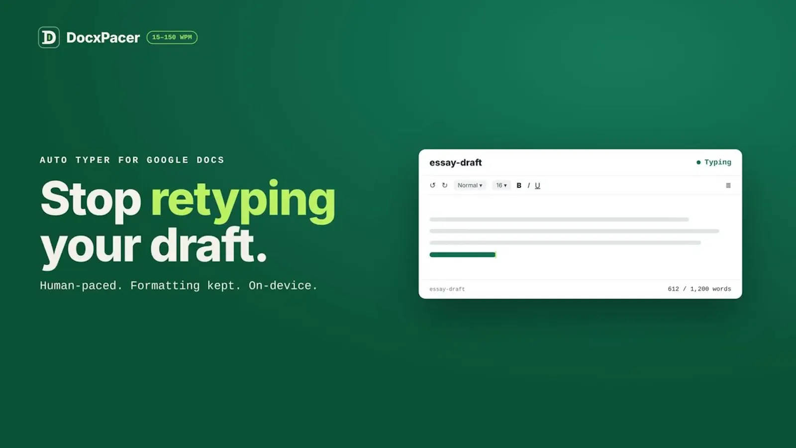 DocxPacer screenshot 1 (video preview)