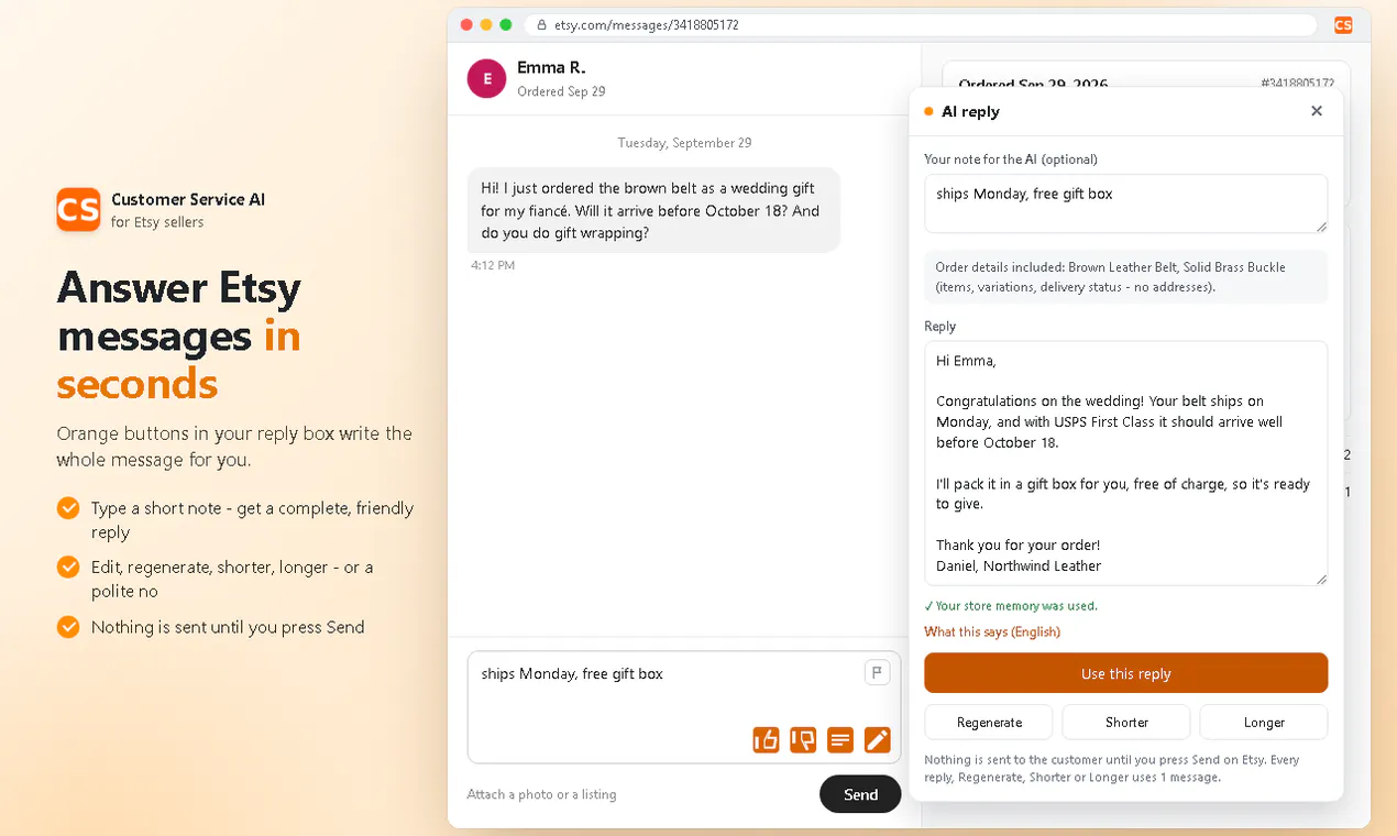 Customer Service AI for Etsy gallery image