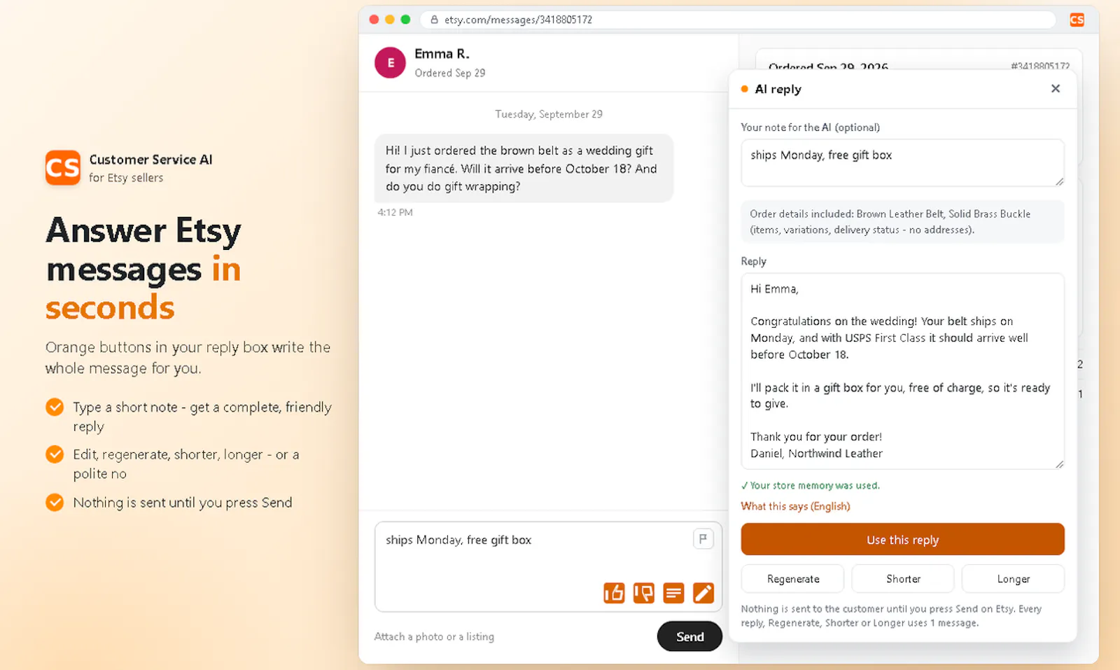 Customer Service AI for Etsy screenshot 3