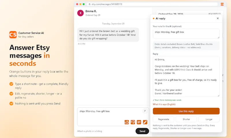 Customer Service AI for Etsy screenshot 3