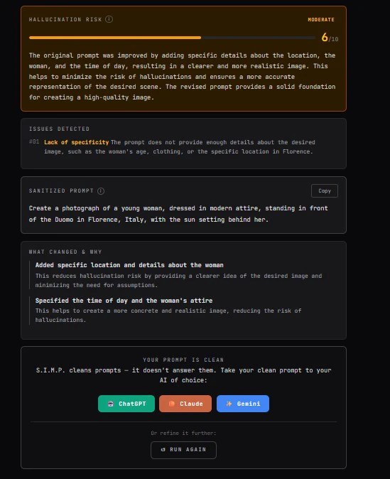 S.I.M.P. — Sanitized Input Model Prompt screenshot 1