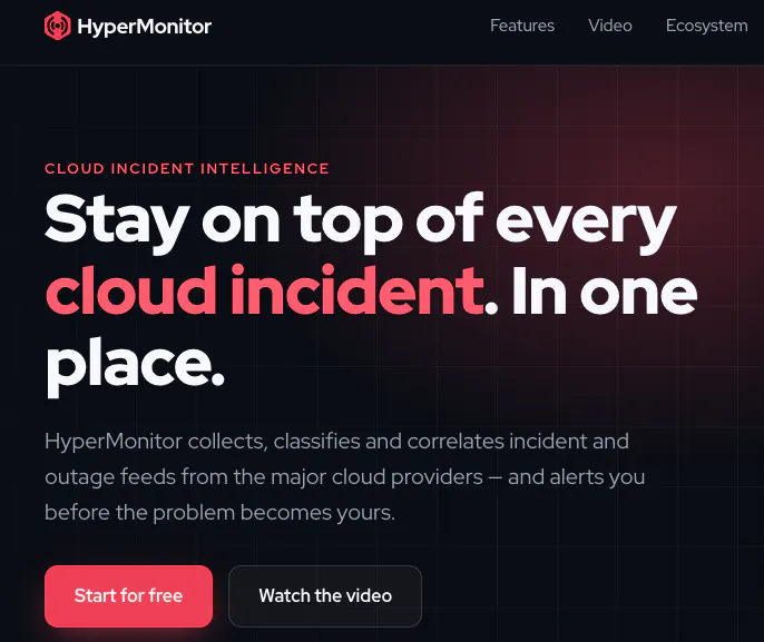 Hypermonitor - Cloud Incident Intel gallery image