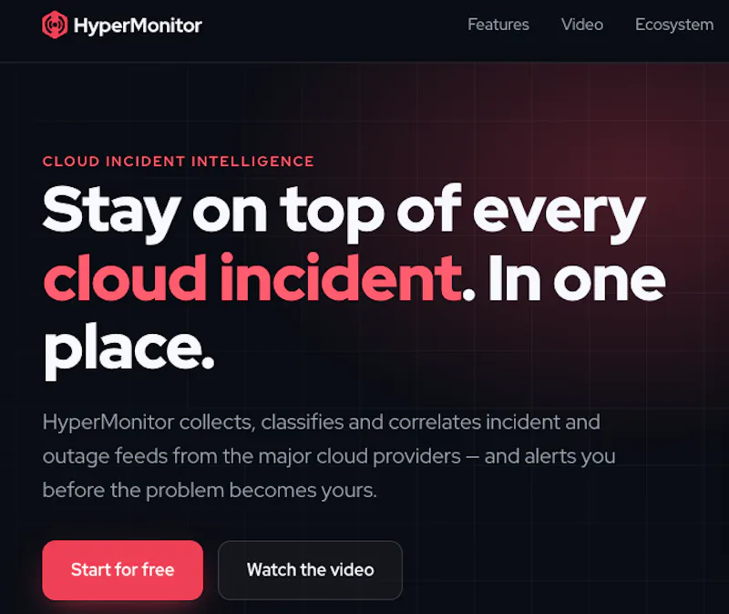 Hypermonitor - Cloud Incident Intel screenshot 2