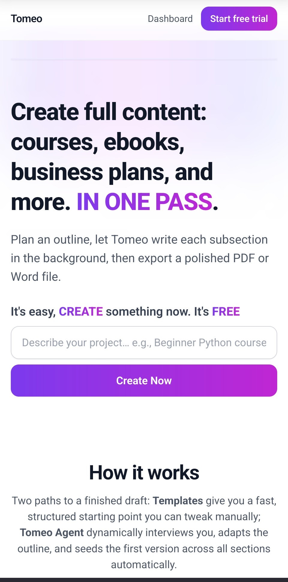 Tomeo — Idea → Outline → Publishable gallery image