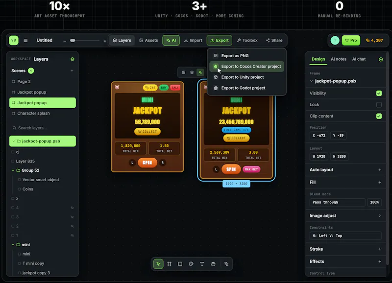 VberAI Studio — AI Game UI Tool with MCP screenshot 2