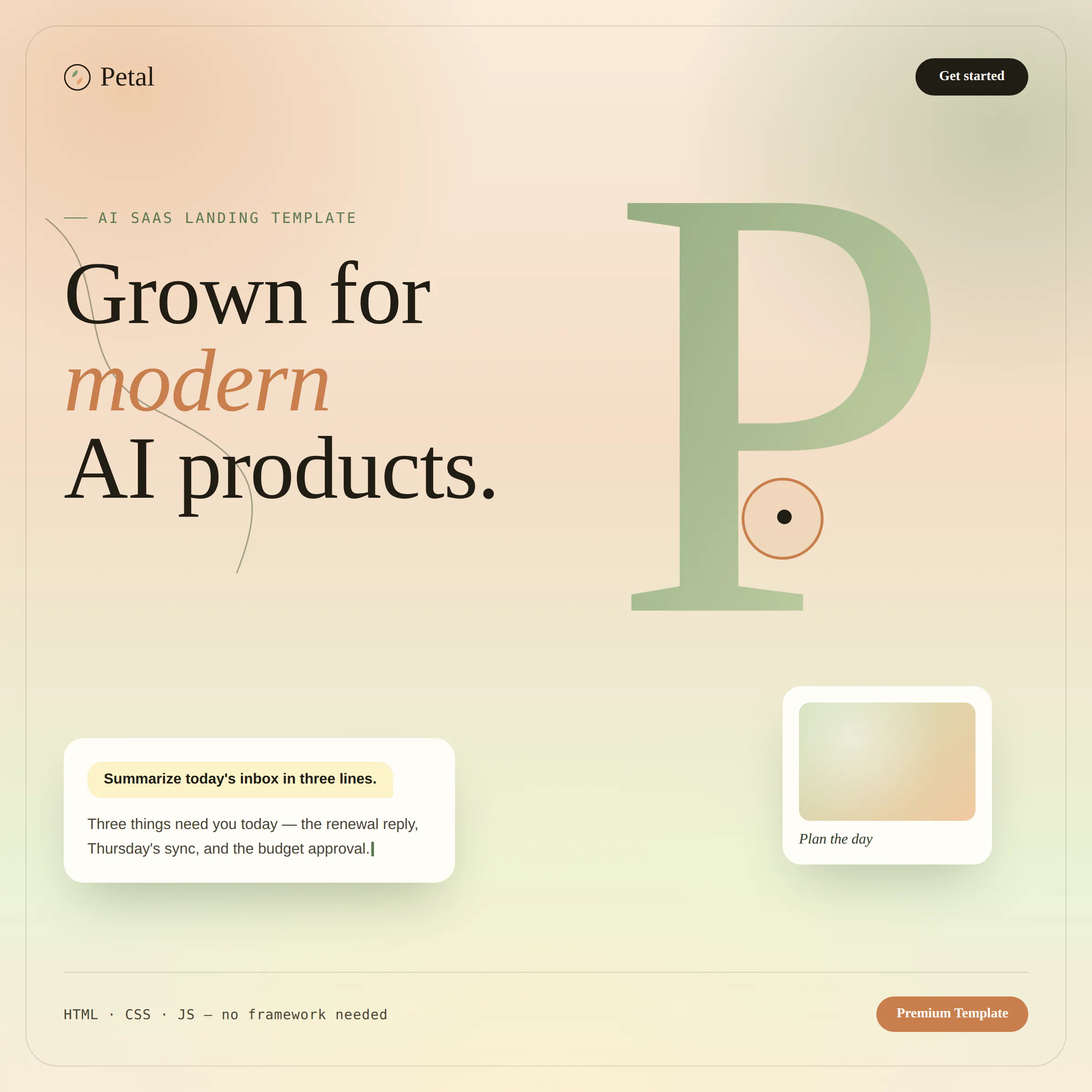 PETAL - AI saas landing page