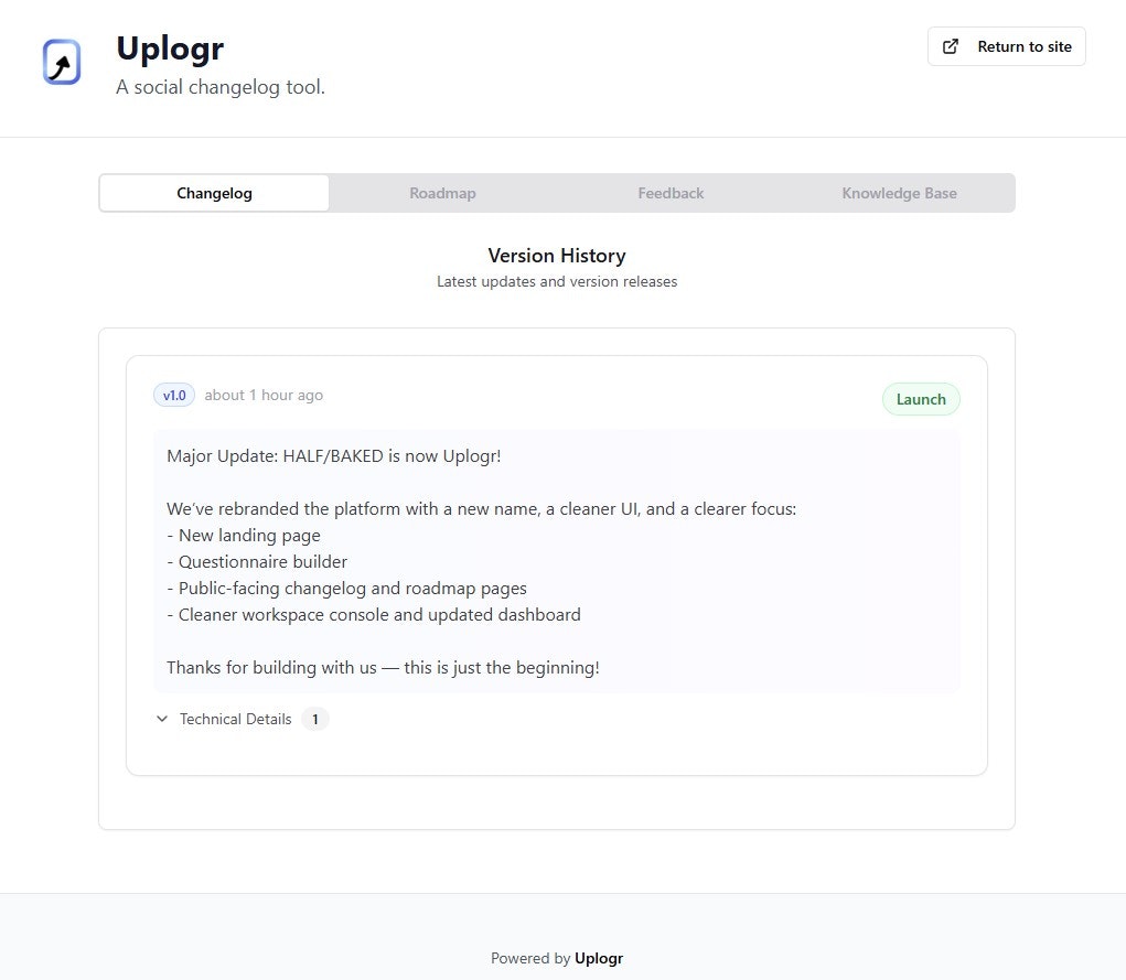 Media Uplogr - Alat changelog dan maklum balas sosial. 2