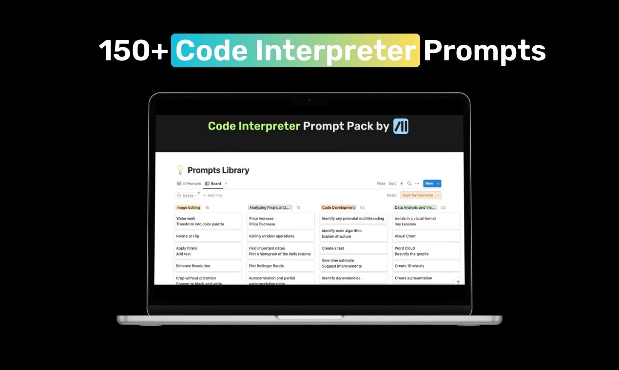 Code Interpreter Prompt Pack - 150+ prompts, 30 use case - a how-to-guide media 1