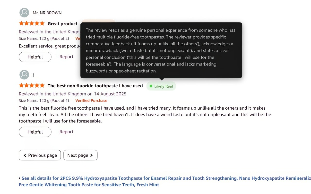 Review Radar for Amazon - Screenshot 5 showing product features and functionality