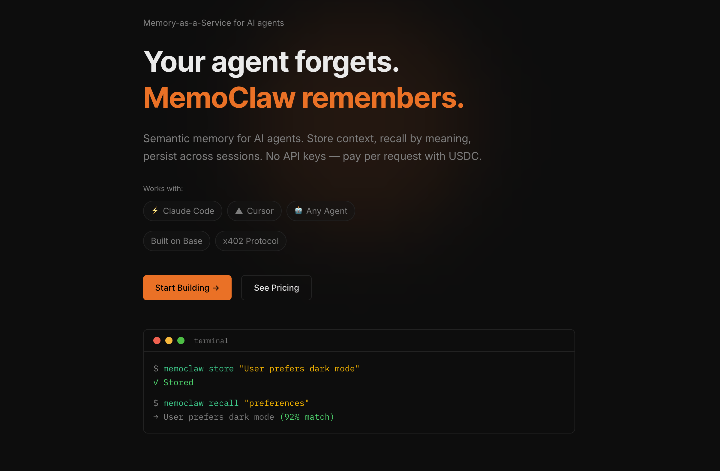 MemoClaw - Main product screenshot demonstrating key features and user interface