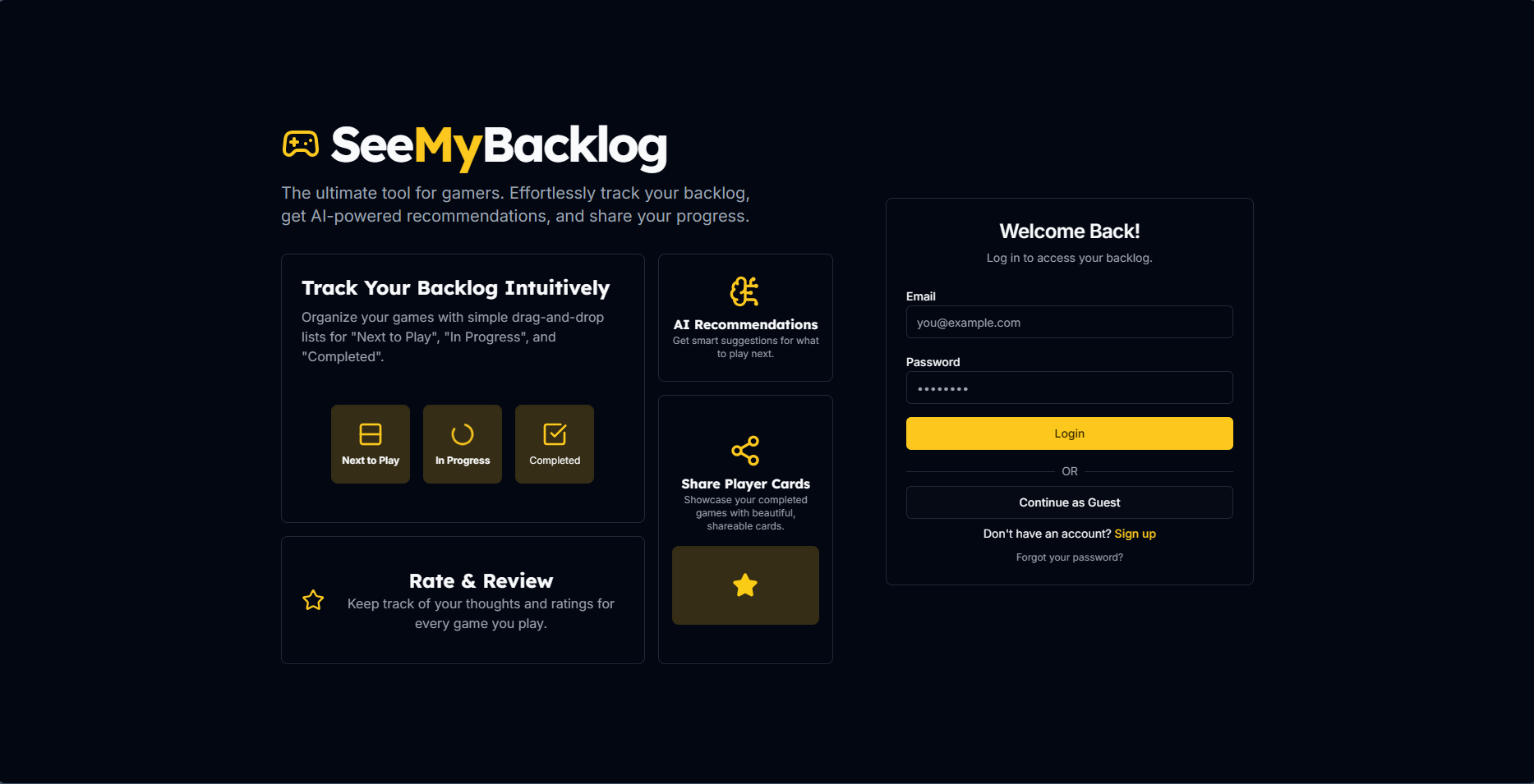 Media Seemybacklog - Game Tracker ||Kongsi kemajuan anda ||Cadangan AI 2
