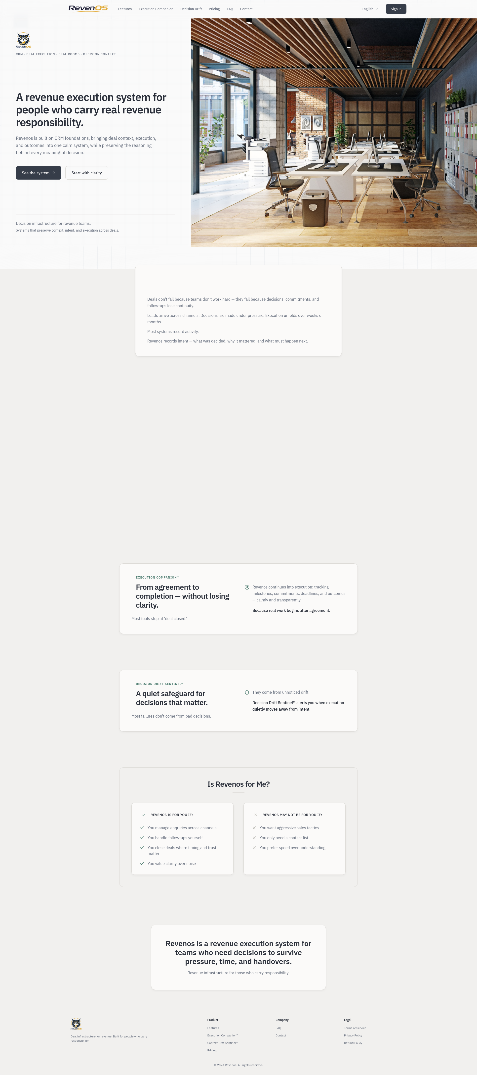 Revenos - Main product screenshot demonstrating key features and user interface