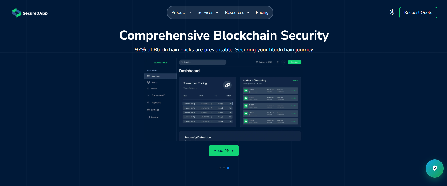 SecureDApp - Main product screenshot demonstrating key features and user interface