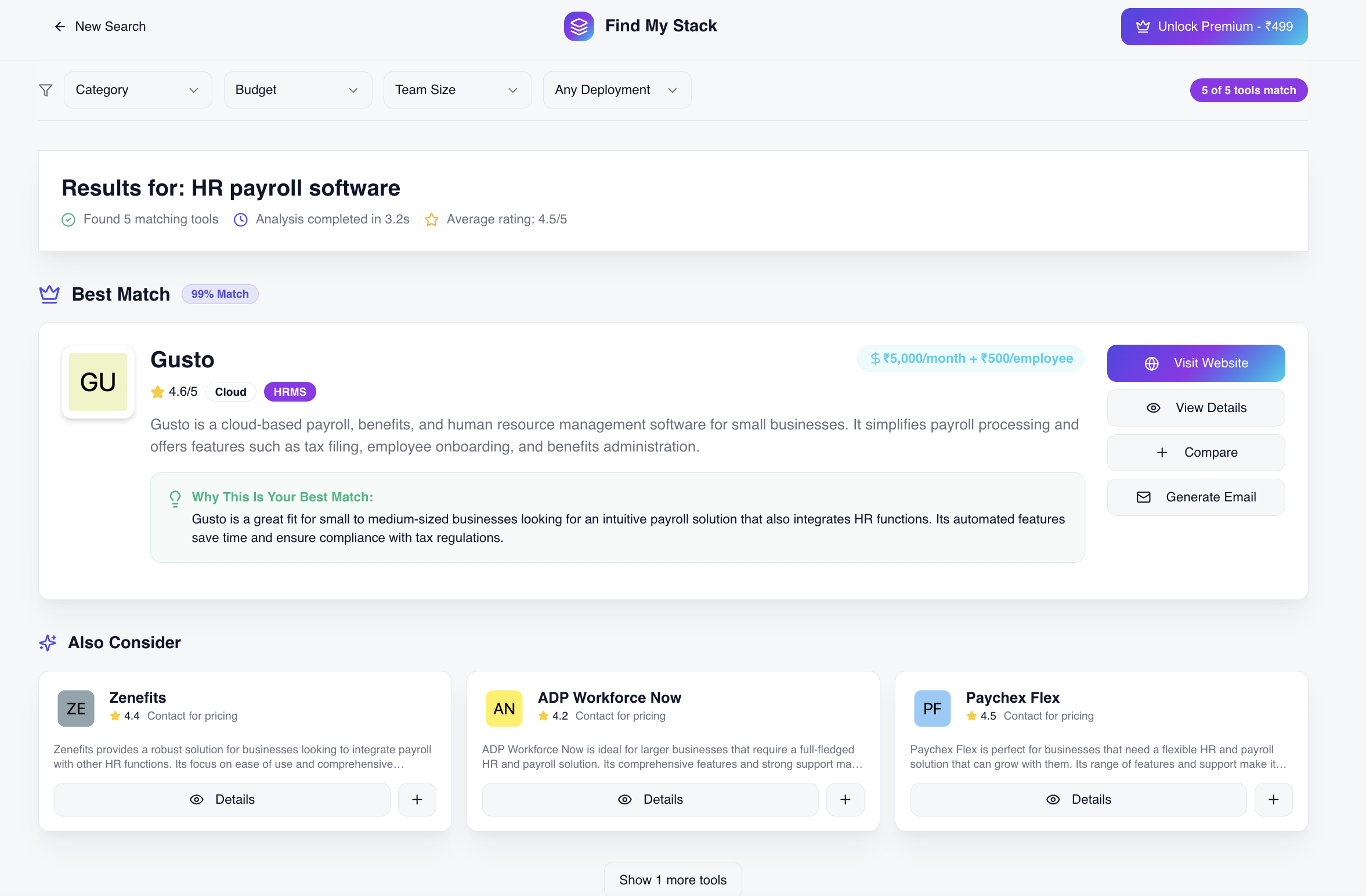 Find My Stack - Screenshot 2 showing product features and functionality