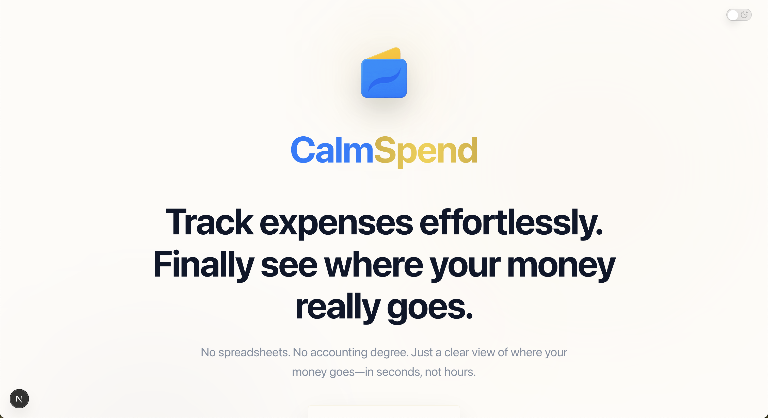 Calm Spend - Main screenshot showing features and interface
