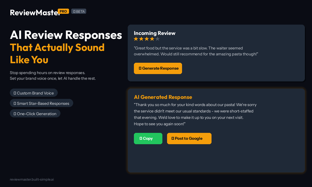 ReviewMaster Pro Beta - Screenshot 3 showing product features and functionality
