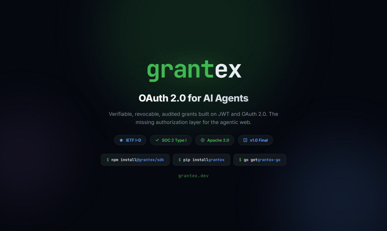 Grantex - Main product screenshot demonstrating key features and user interface