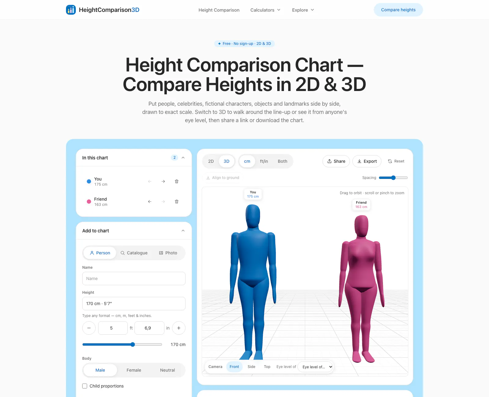 HeightComparison3D screenshot 2