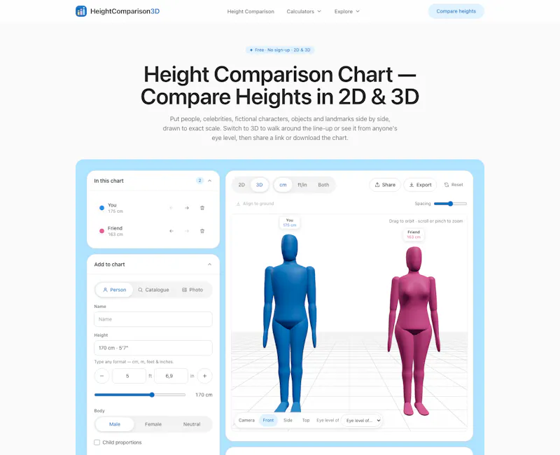 HeightComparison3D screenshot 2