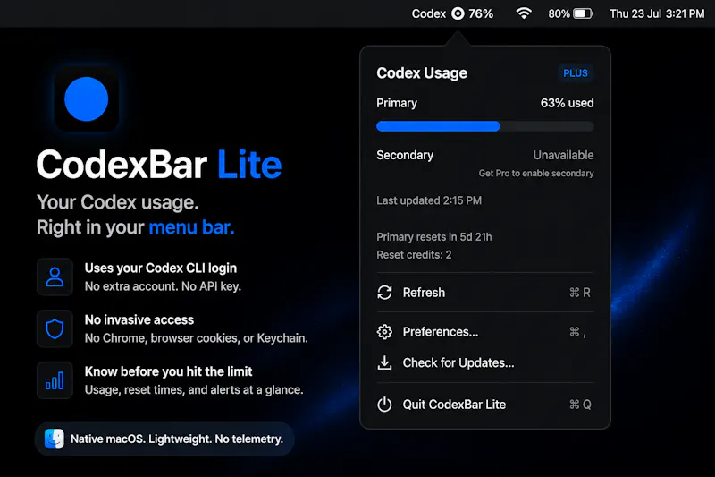 CodexBar Lite screenshot 2