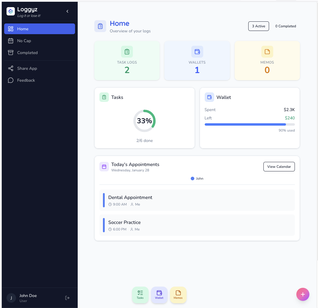 Loggyz - Main product screenshot demonstrating key features and user interface
