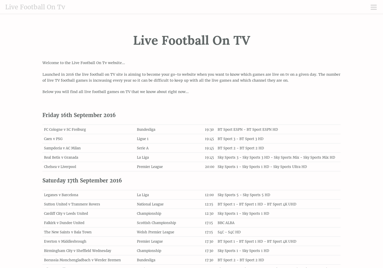Live Football On TV Guide gallery image