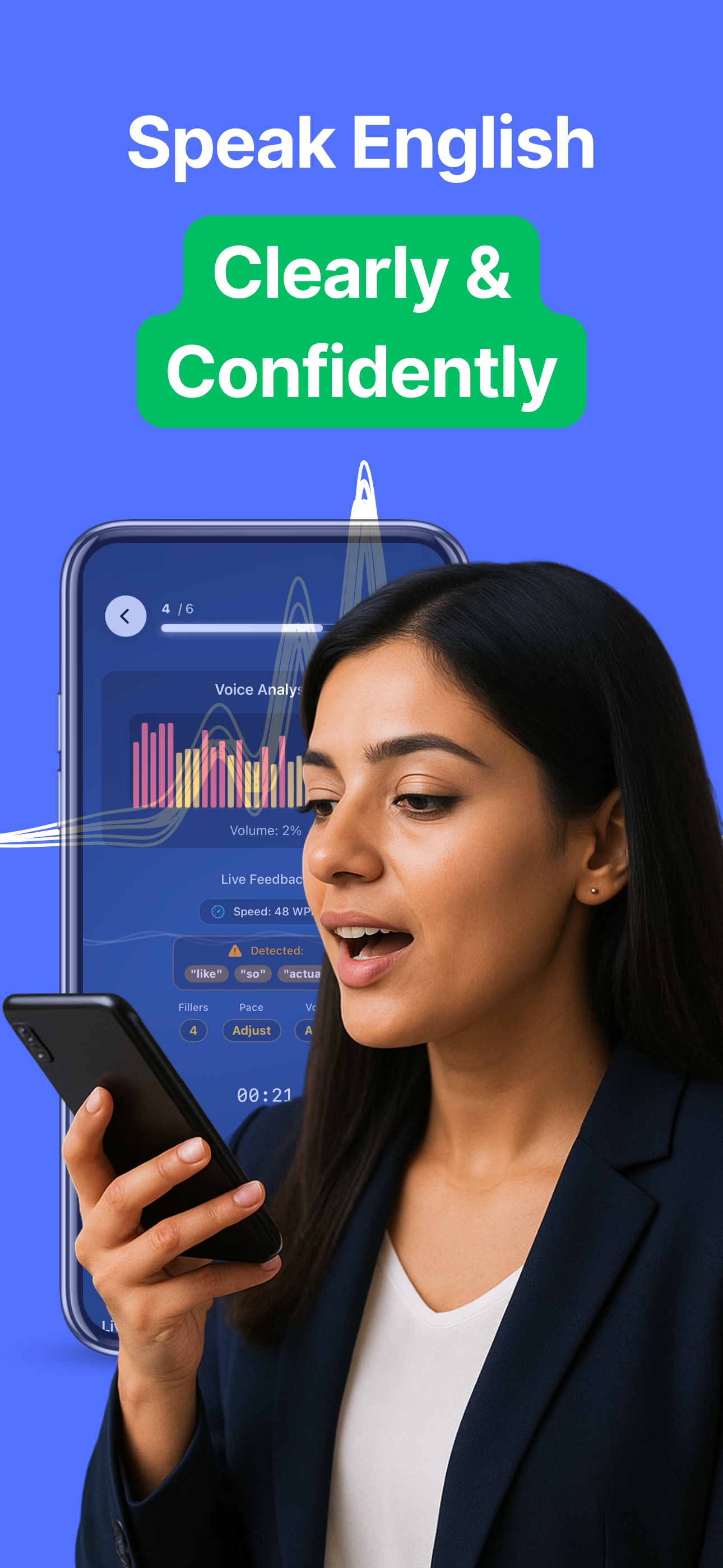 Accent AI: English Pronunciation Coach - Main product screenshot demonstrating key features and user interface