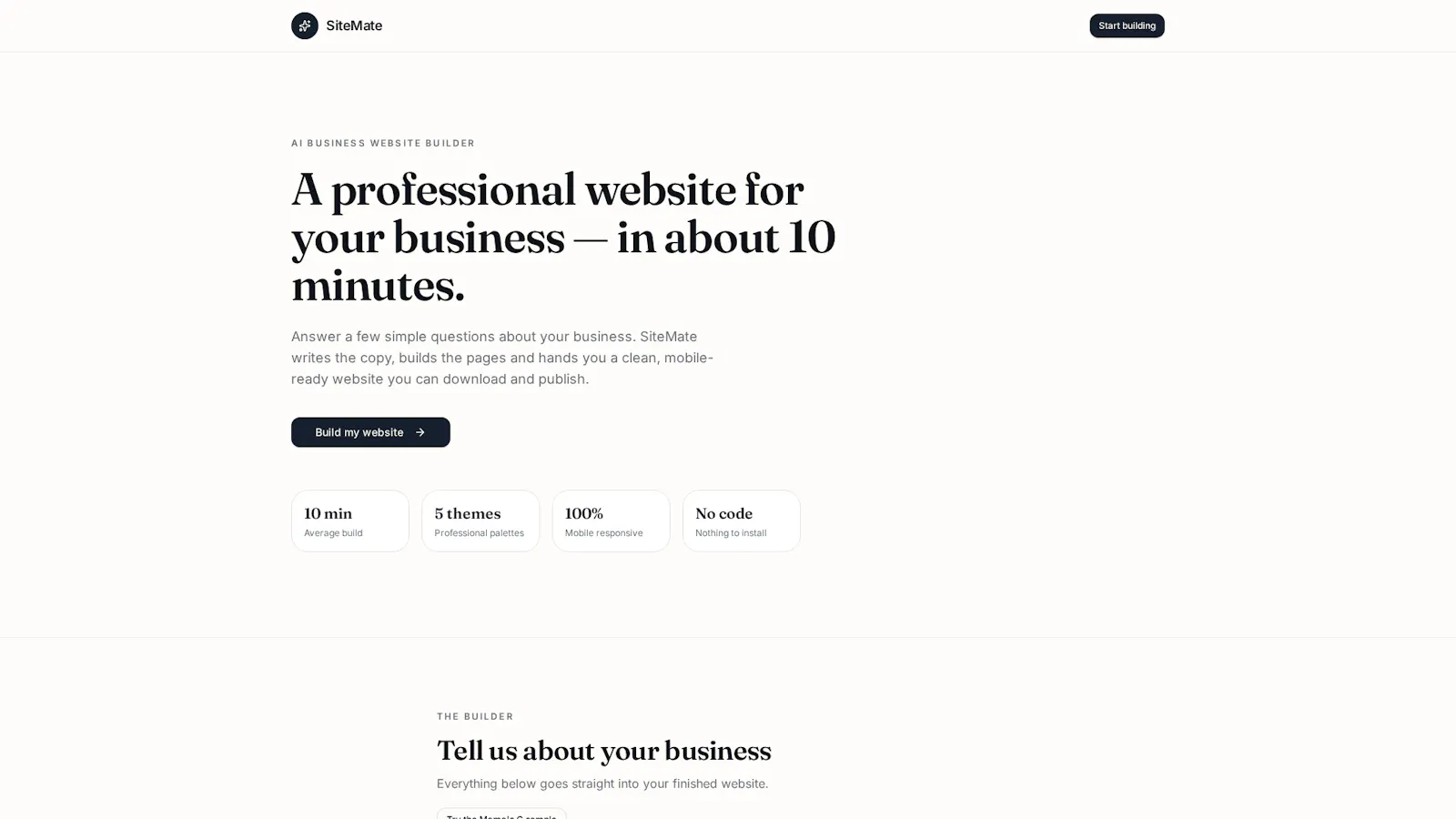 SiteMate — AI Website Builder screenshot 1