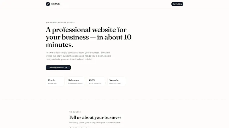 SiteMate — AI Website Builder screenshot 1