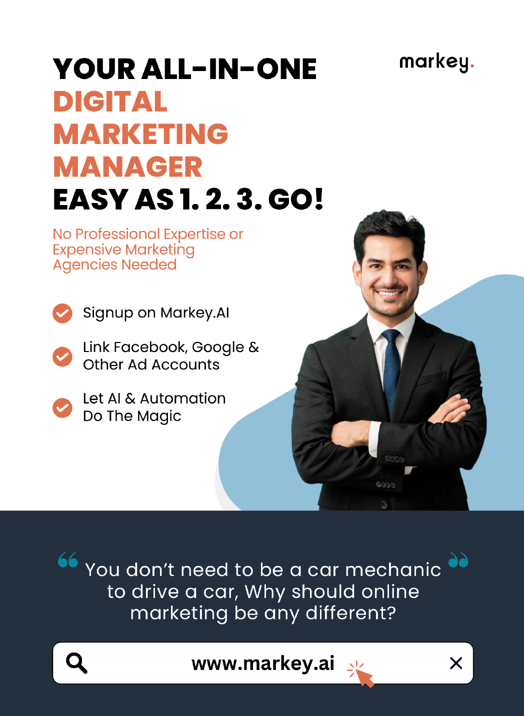 Markey.ai - Uw alles-in-één digitale marketingmanager!Gemakkelijk als 1.2.3.go! media 2