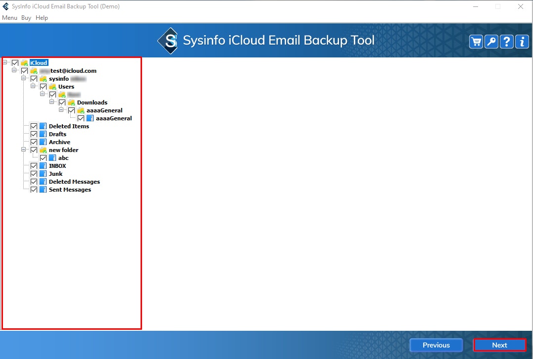 Sysinfo Strumento di backup e -mail iCloud media 3