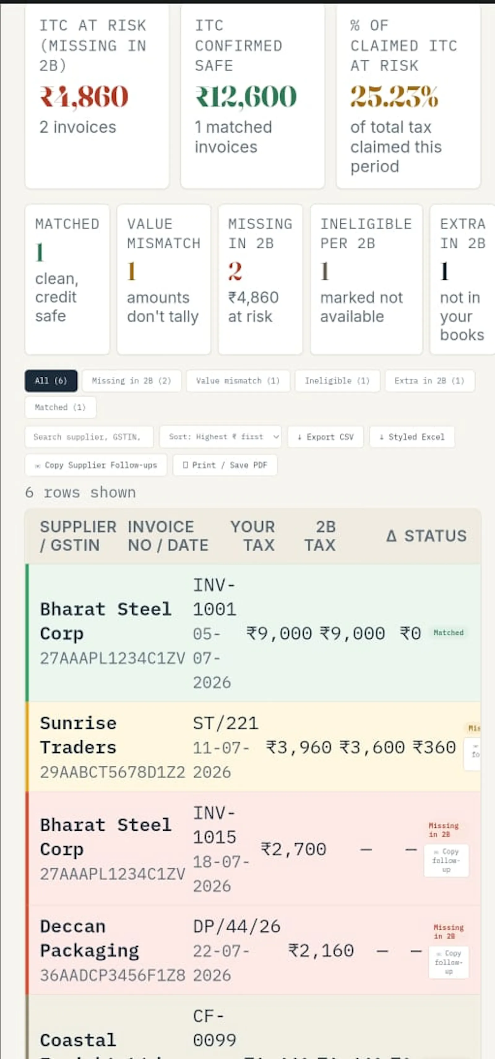 GSTR-2B Miss Match Detector screenshot 3