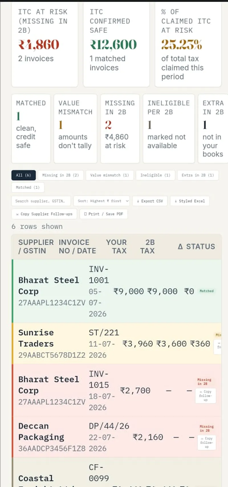 GSTR-2B Miss Match Detector screenshot 3