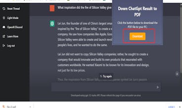 chatGpt to pdf of chrome plugin gallery image