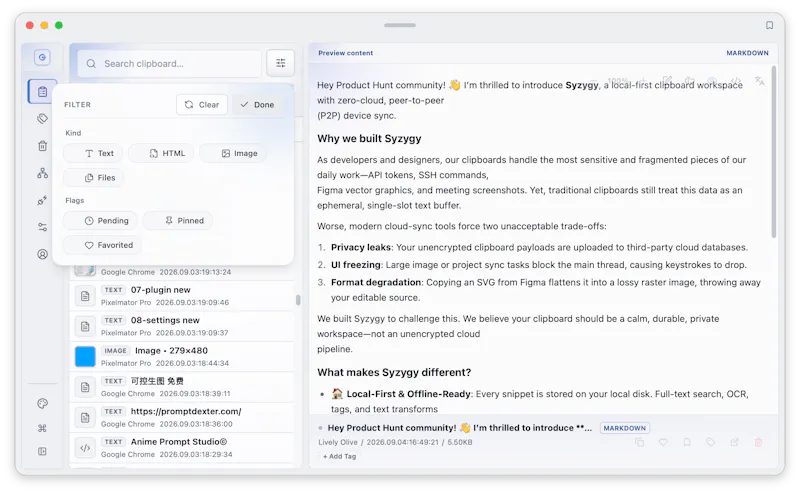  Syzygy - Local-First Clipboard Sync screenshot 1