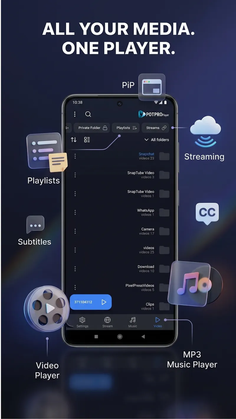 Potpro player - video, mp3,m3u screenshot 1