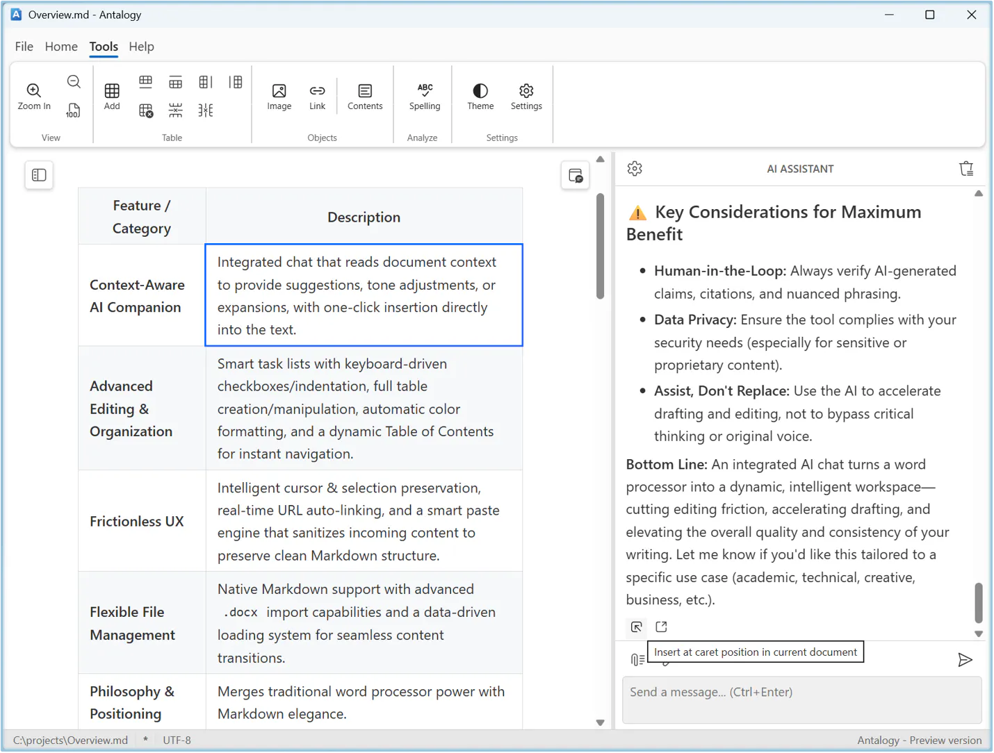 Antalogy: real Word-like Markdown editor screenshot 2