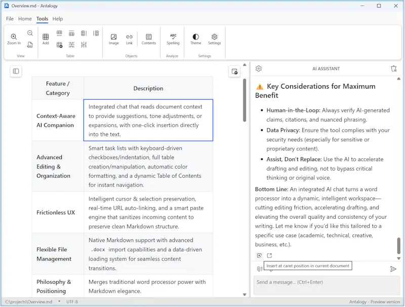Antalogy: real Word-like Markdown editor screenshot 2
